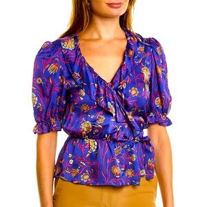 BA&SH Vibrant Ruffled Wrap Top - Sz S